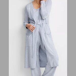 State of Day Loungewear Grey Long Sweater Knit Layering Robe NWT
